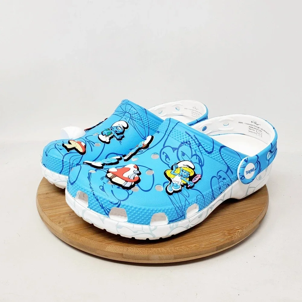 Crocs Smurfs Sandals Kids 2 Blue‎ Classic Clog Casual Boys Girls Shoes